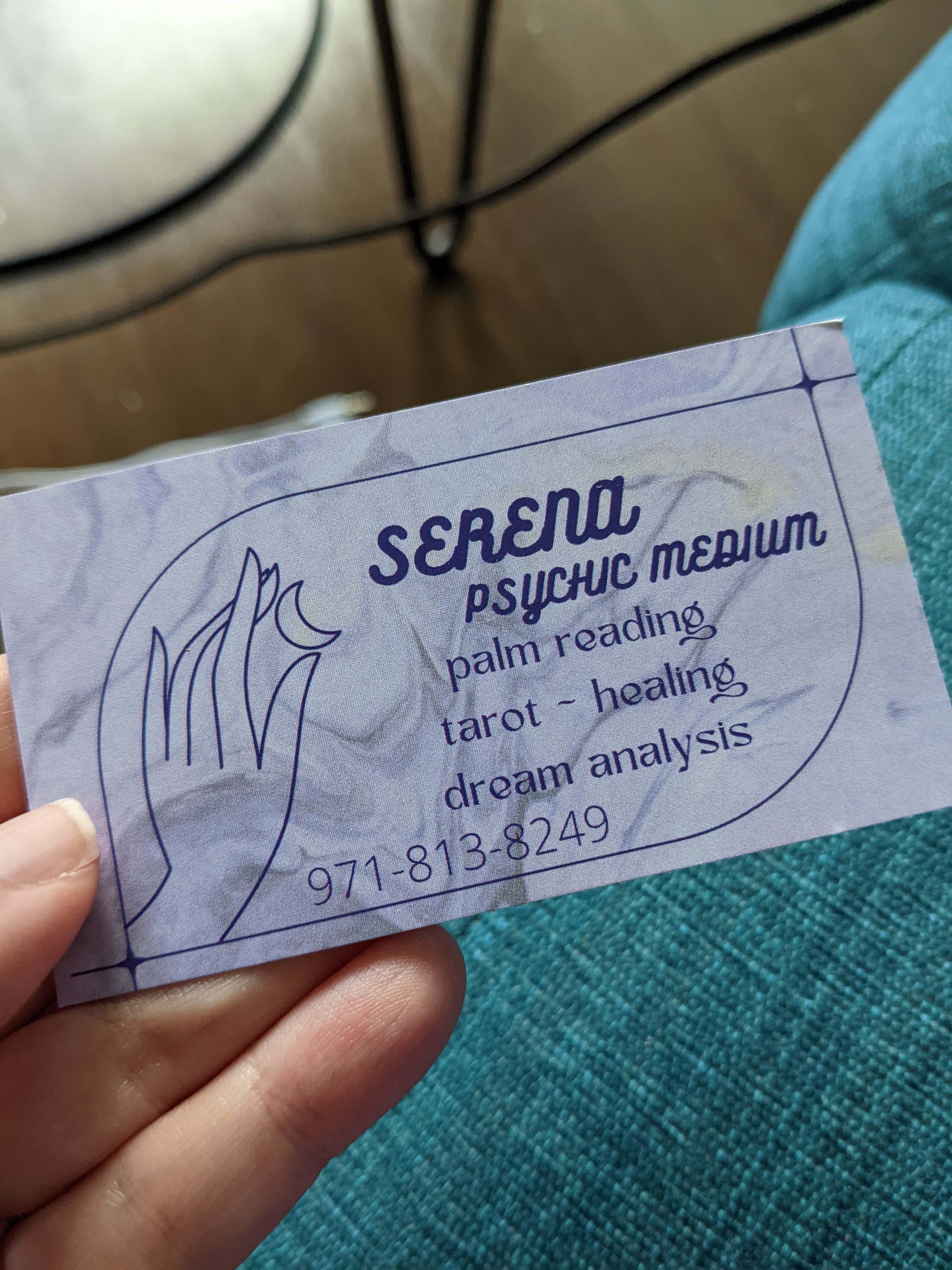 a psychic's business card